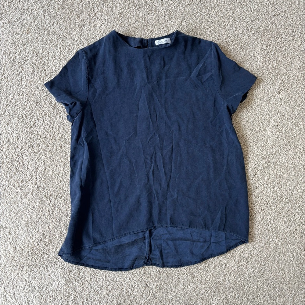 Navy Blue Women's Silk Blouse